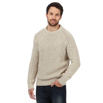 Mantaray Cream cable knit jumper with wool